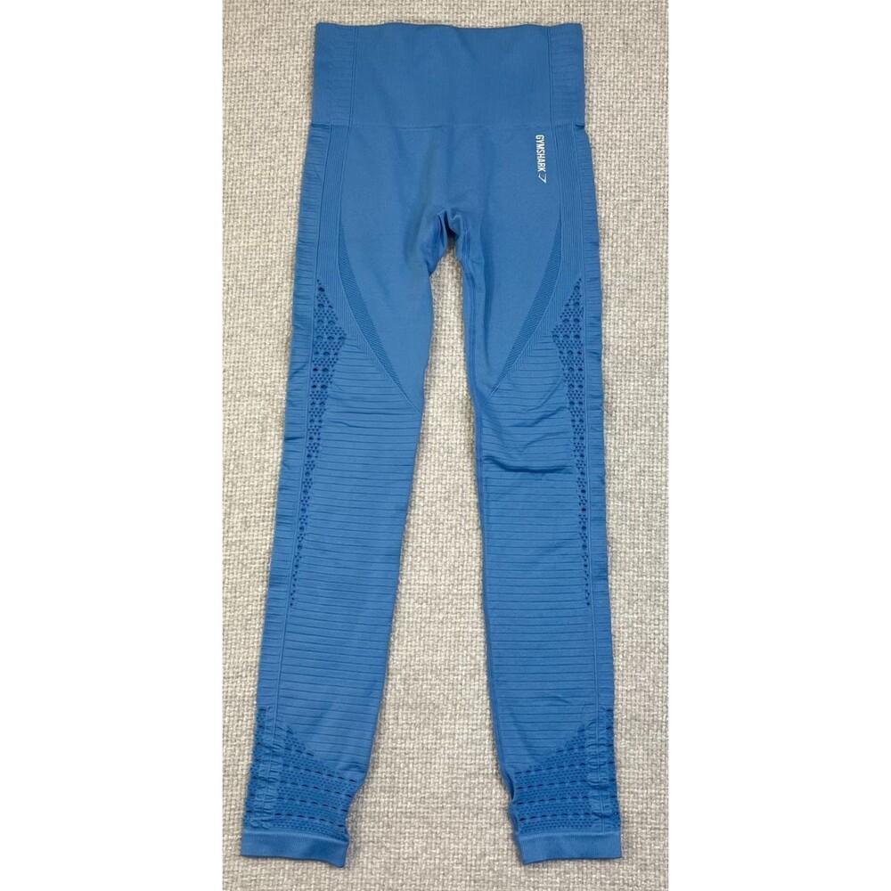 Gymshark Leggings Dry Women's Size XS Blue Logo High Waistband Yoga Workout